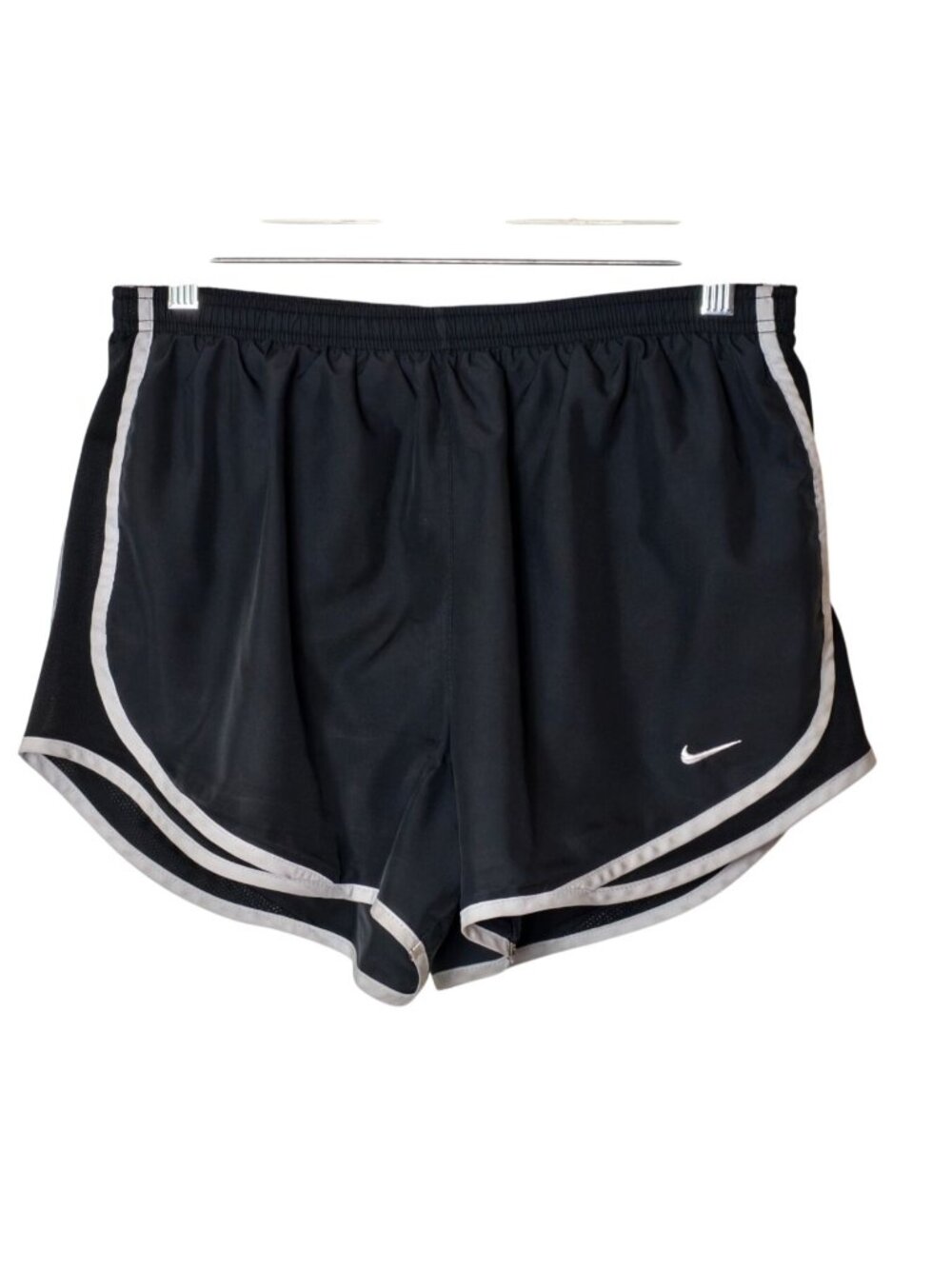 Nike Womens L Running Shorts Black Dri-Fit Lined Embroidered Logo Sporty Athleti